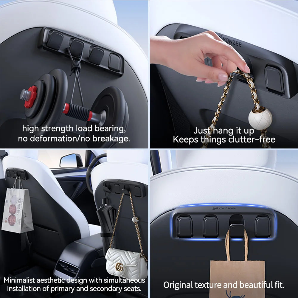 YZ for Tesla Model Y 3 Highland Juniper 2021-25 Folding hidden hooks for back seat ABS material Automotive Interior Accessories Vue