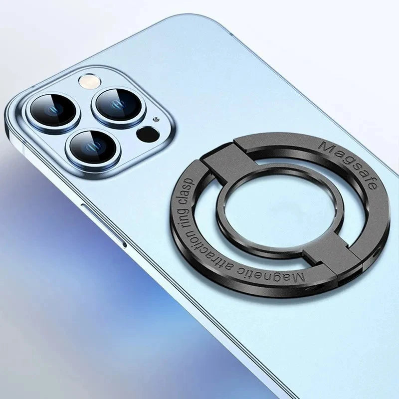 Ultra-thin Cell Phone Ring Holder Magnetic Ring Foldable Kickstand Magnet Grip Desktop Stand for MagSafe IPhone 16 15 14 13 12 Vue