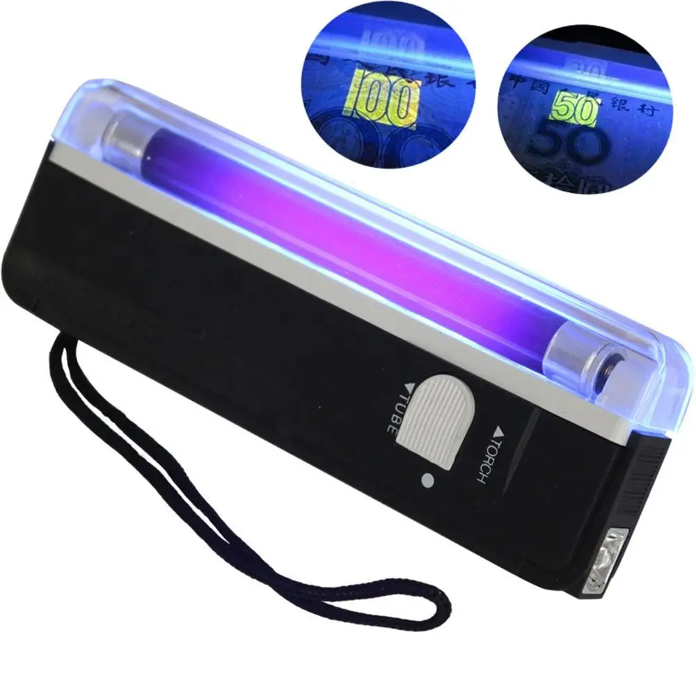 Violet LED Tube Bulb Handheld Light Battery Blacklight 6V Ultraviolet Lamp Money Detector Portable UV Vue