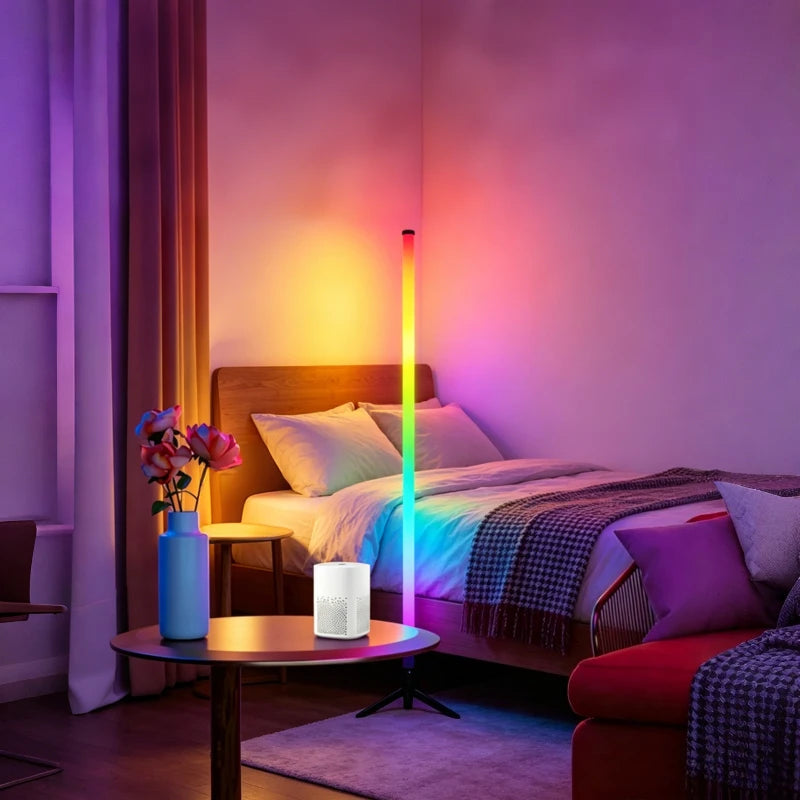 120CM LED RGB Floor Lamp Bar, Sound Pickup Ambient Light, Corner Wall Light for Bedroom, E-Sports Room Live Atmosphere Lamp Vue