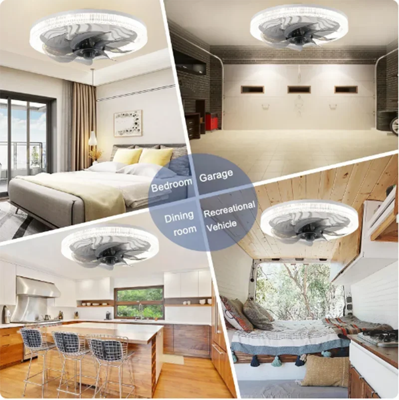 Smart Remote Control Ceiling Fan with LED Lighting Ceiling Fan with Lights Remote Control E27 Converter Base for Living Room Vue