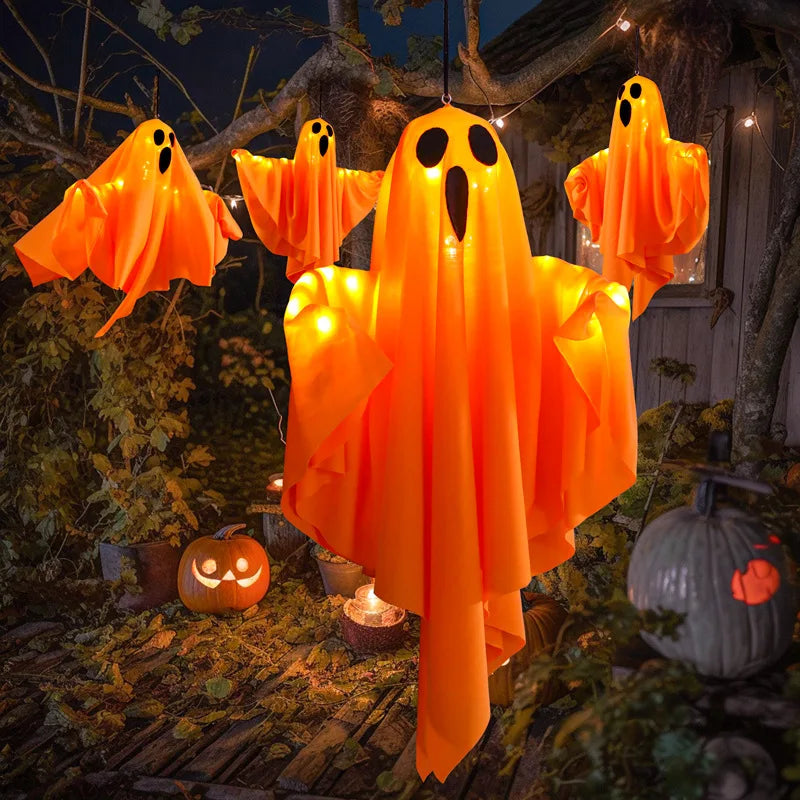 Halloween Decoration LED Hanging Light Emitting White Ghost DIY Styling Light Horror Indoor Party Decoration Atmosphere Light Vue