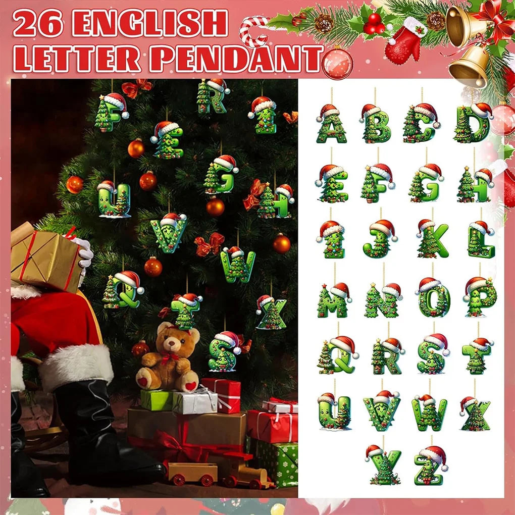 Acrylic Letter Christmas Ornaments – Full 26 Initial Tree Set Christmas Tree Ornament Vue