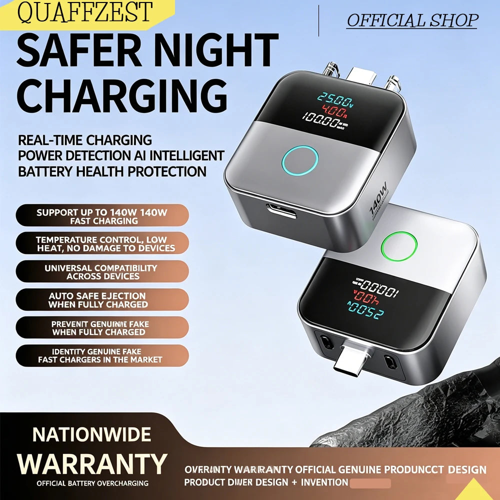 Type-C 140W Physical-Disconnect Battery Guard Anti-Overcharge Protection for Safe Overnight Charging Smart Auto Stop Charging Vue