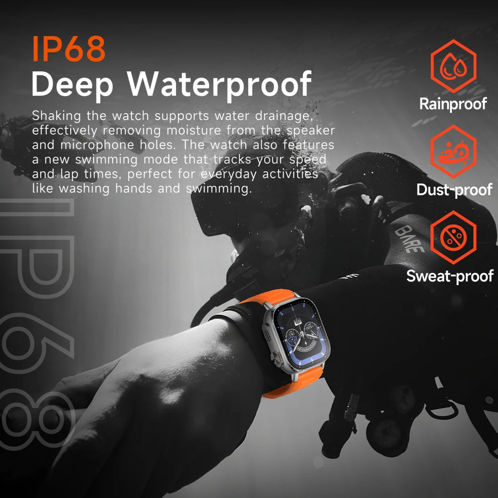 NEW Outdoor Camping Smartwatch Compass Flashlight 1000mAh Long Battery Life Bluetooth Call IP68 Waterproof for Men Women Gift Vue