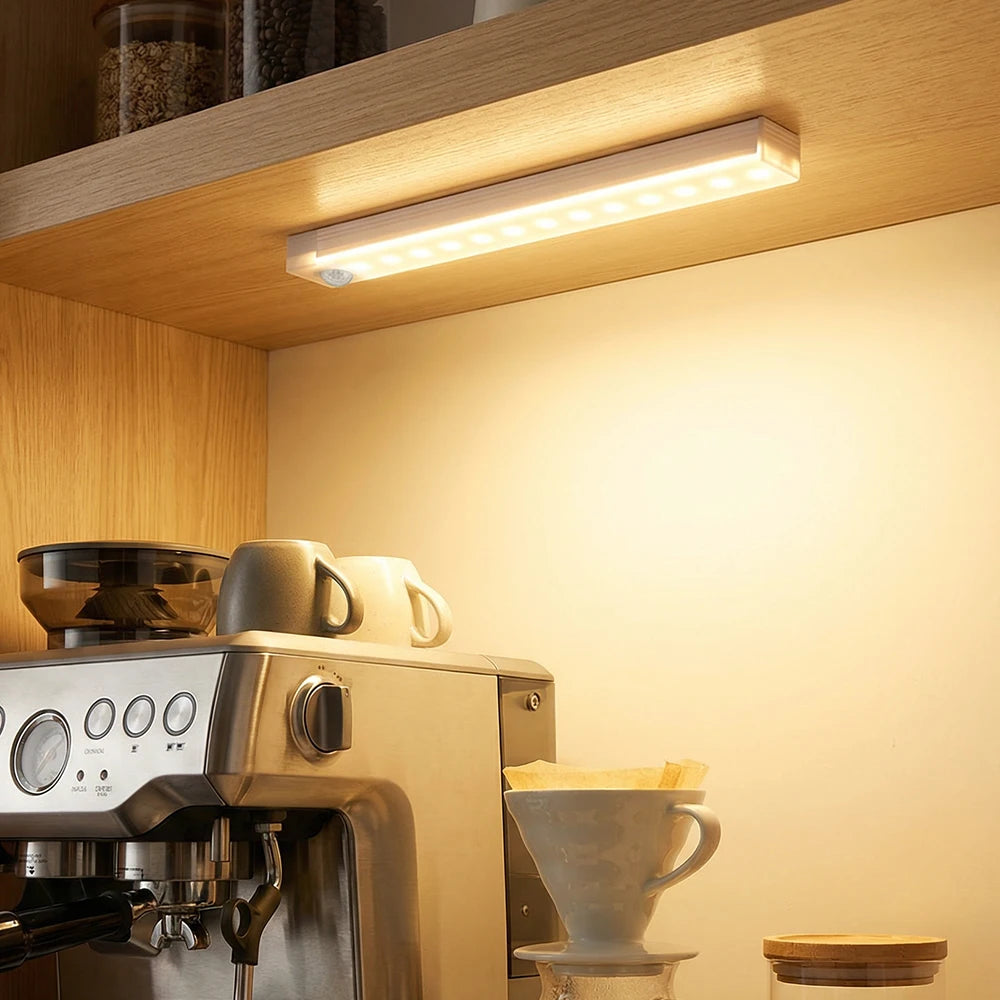 Wireless Motion Sensor Light USB Rechargeable LED Night Light Kitchen Cabinet Wardrobe Lamp Staircase Backlight Bedroom Lighting Vue