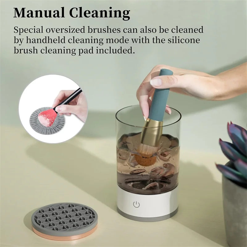 USB Plug Electric Makeup Brush Cleaner Makeup Brush Cleaning Machine Automatic Cosmetic Brush Dryer and Cleaner with Cleaner Mat Vue
