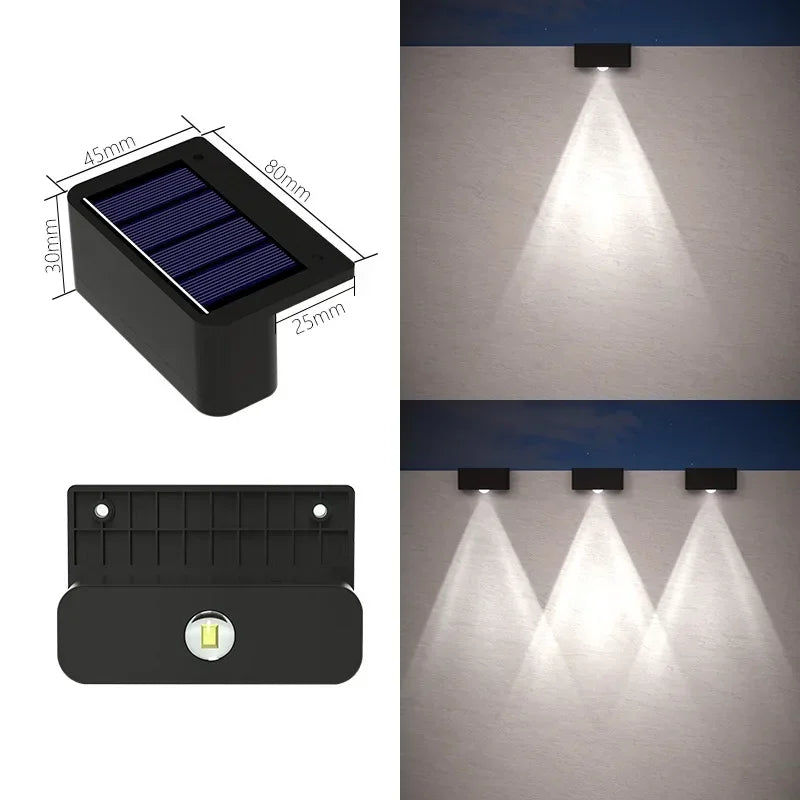 1/2/4PCS Solar Wall Lights Outdoor Waterproof Garden Step Lighting for Yard Fence Stair Pathway Decoration Outside Solar Lights Vue White-1LED 2PCS