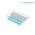 Interdental Brushes Silicone Toothpicks Teeth Floss Oral Hygiene Teeth Cleaning Soft Bristle Clean Between Teeth Toothbrush Vue 300PcsGreen