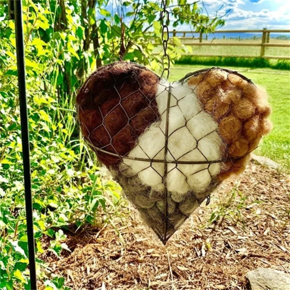 Handmade Alpaca Fiber Bird Nesting Heart Heart Shape Refillable Birds Nests Material Holder Hanging Cotton Wool Vue
