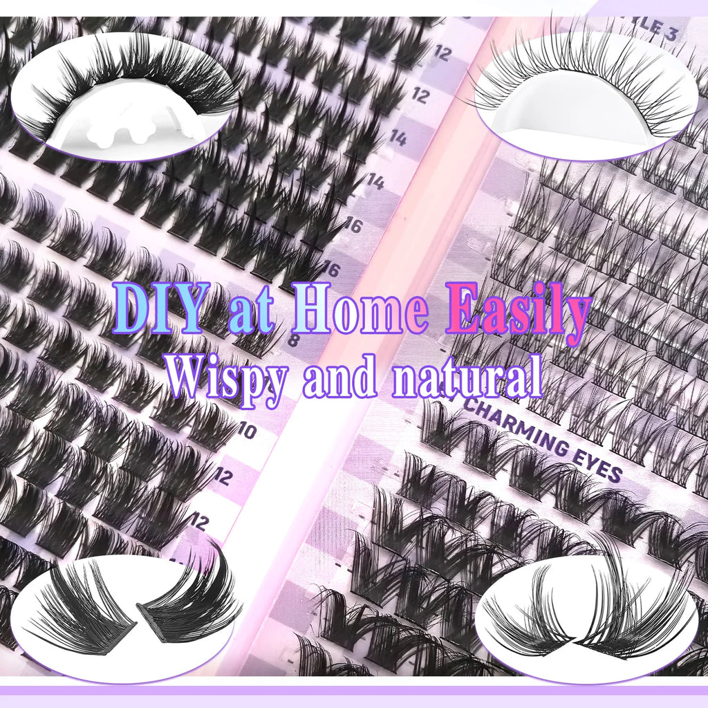 Eyelash Extension Kit QUEENICE Lash Clusters 8-16mm, Super Large Capacity, Suitable for Beginners Vue