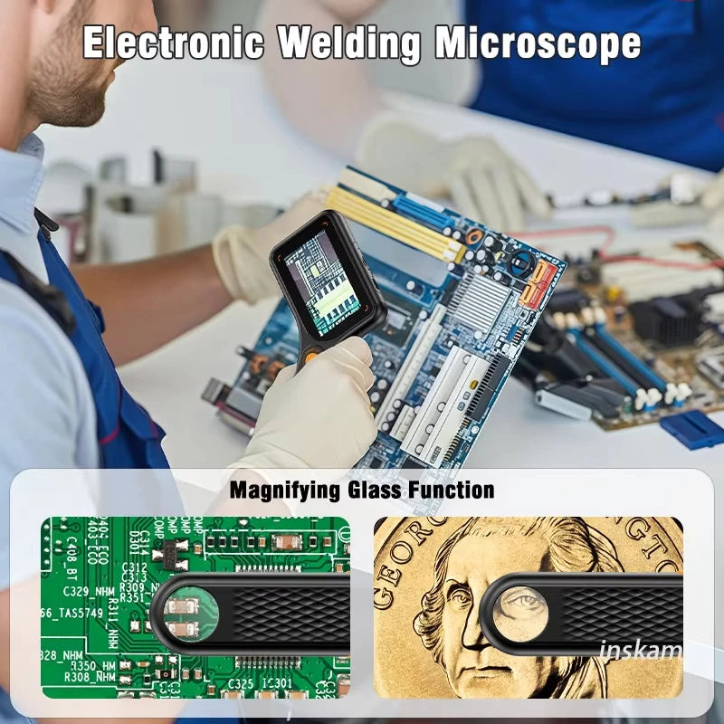 Digital Microscope Handheld 3.0 inch IPS Color Screen Autofocus 2MP Coin Video Microscopes 500x Magnification Vue