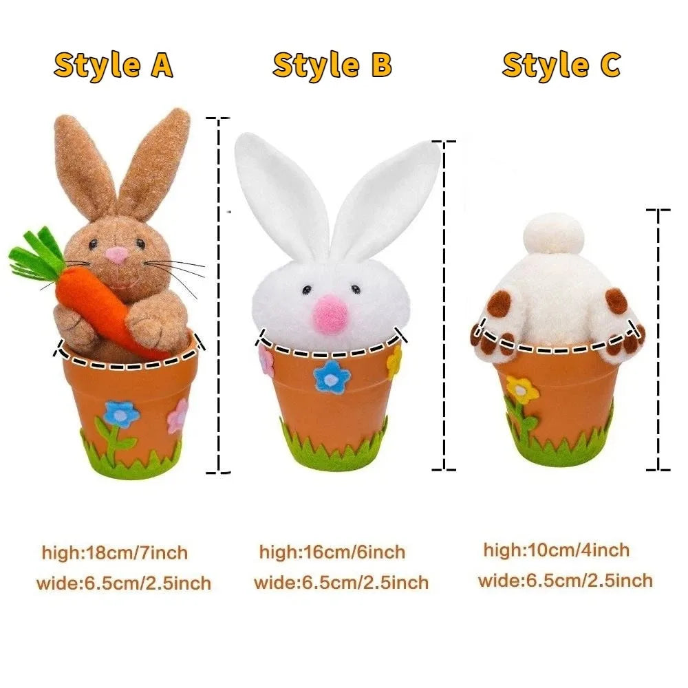 Cartoon Rabbit Holding Carrot Ornament Country Retro Style Realistic Flower Pot Ornament Handmade Easter Bunny Statue Vue