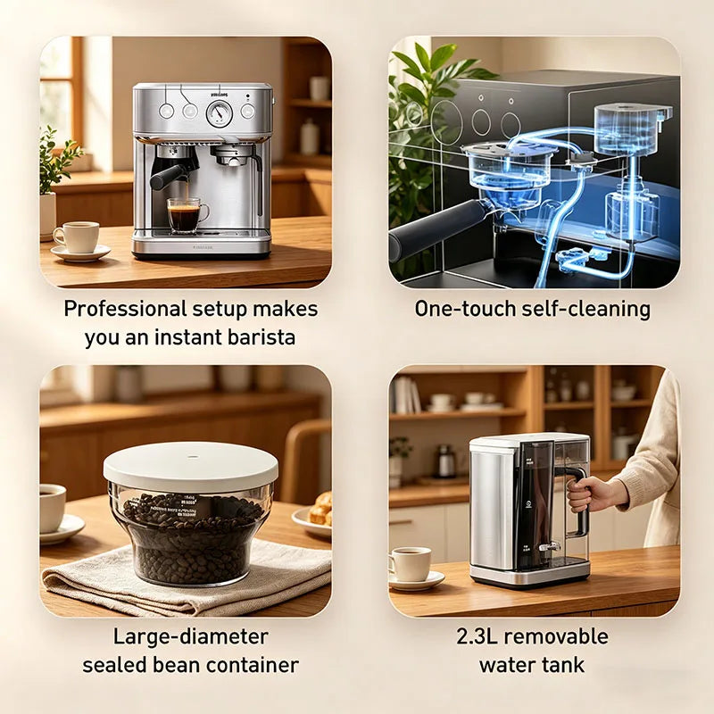 Philips Gemini Coffee Machine Home Semi-Automatic All-In-One Machine 15 Level Automatic Capsule Grinder with Multiple Flavors Vue