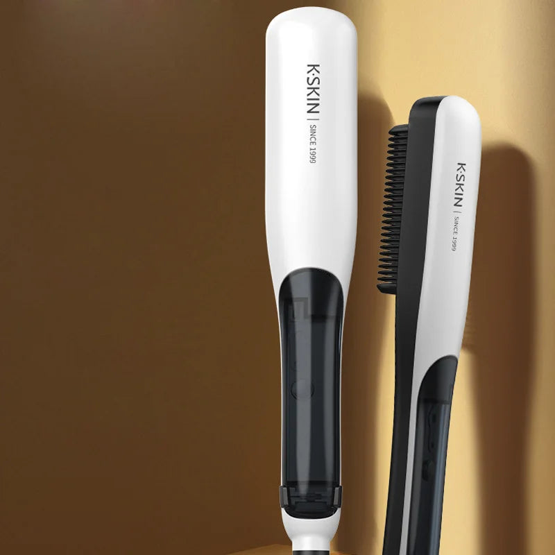 2-in-1 Steam Hair Straightener Brush & Curler – Negative Ion Hair Straightener Brush Vue