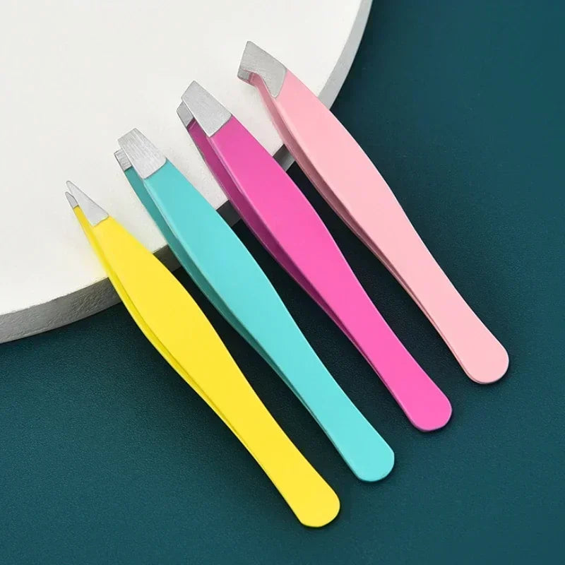 for Eyelash Eyebrow Tweezers 1/4pcs Hair Extension Tweezer Clip Removal Stainless Steel Colorful Professional Makeup Beauty Tool Vue