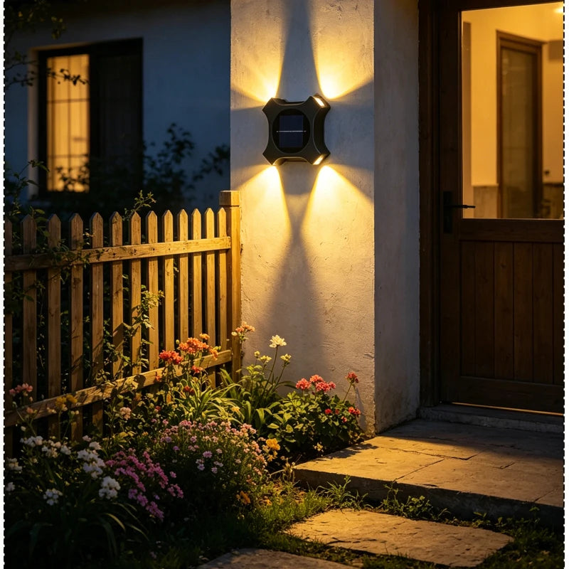 Solar Wall Washer Light, Outdoor Waterproof Wireless Fence Lamp, LED Garden Wall Atmosphere Light for Courtyard Decor Vue