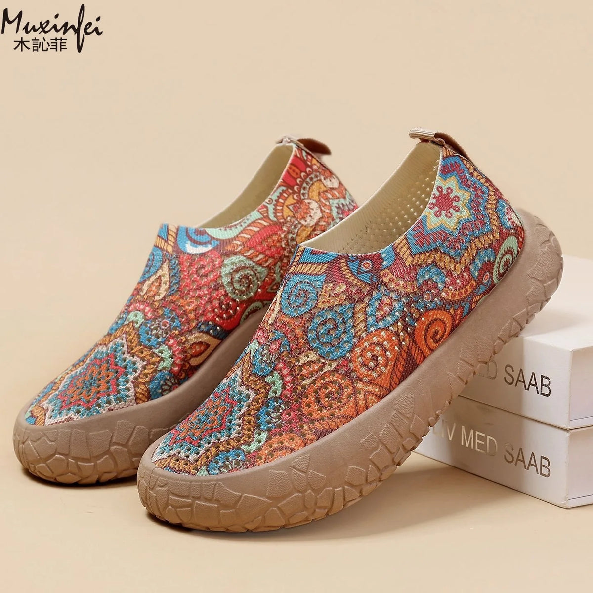 Women's Breathable Printed Flat Slip-On Shoes | Casual & Sporty Women's Flat Shoes Vue