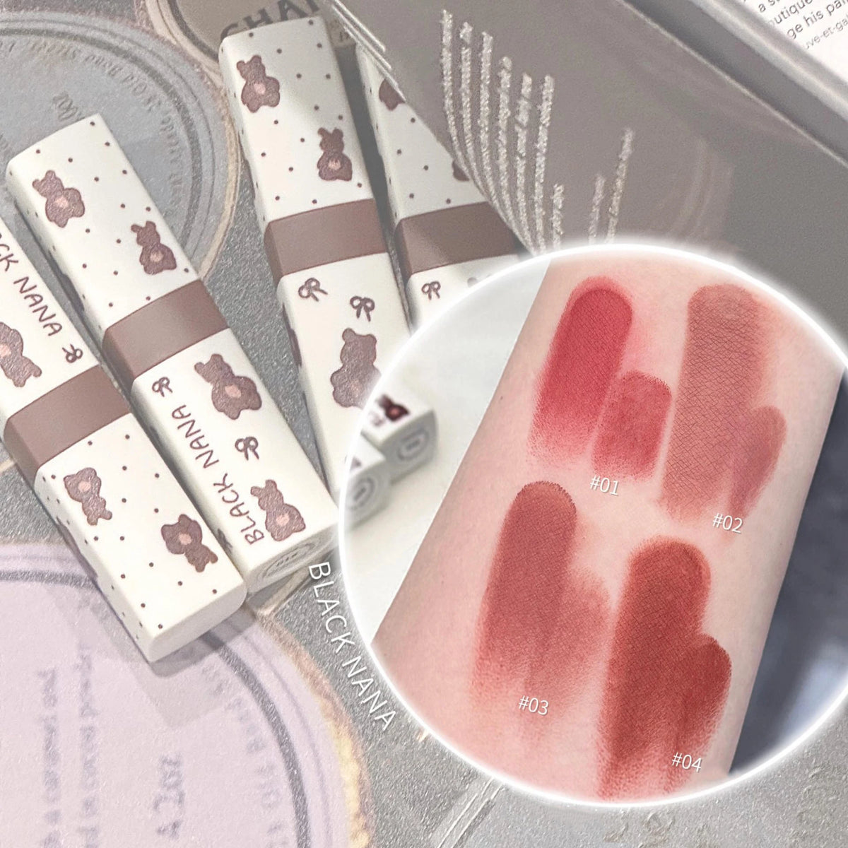 Nude Brown Matte Lipstick 4Colors Long Lasting Soft Mist Velvet Lip Mud Waterproof Low Saturation Sexy High Pigment Lip Gloss Vue
