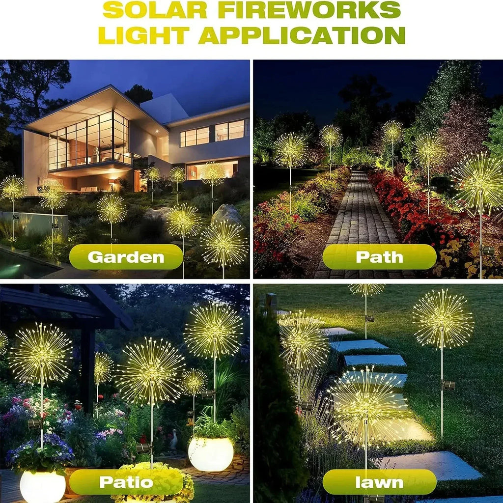 Outdoor LED Solar Firework Lights Garden Decoration Fairy Lights Waterproof Dandelion Lawn Lamp for Garden Landscape Lawn Decor Vue