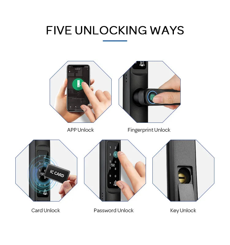 TYSH Tuya Electronic Intelligent Keyless Smart Lock Broken Bridge Aluminum Lock FingerPrints Password Slim Smart Lock Vue