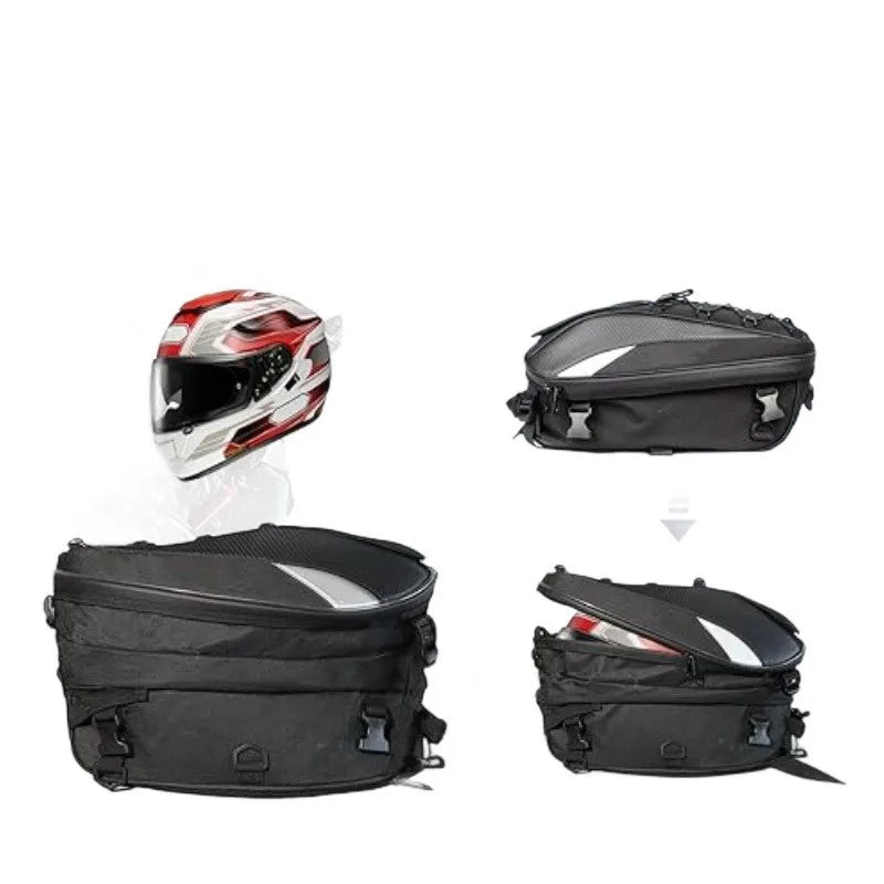 Motorcycle Rear Seat Helmet Bag Large Capacity Cycling Bag Travel Backpack Waterproof Rear Tail Bag Knight Equipment Bag Vue