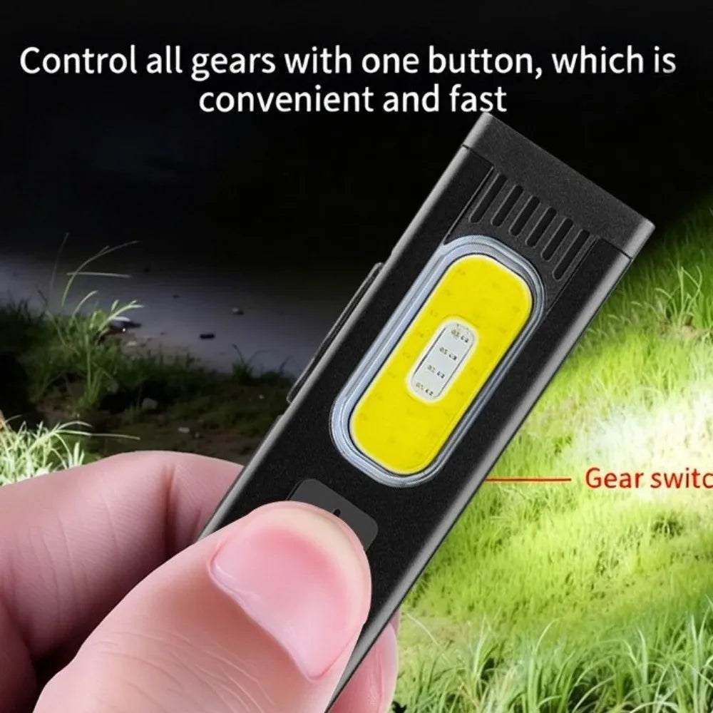 Mini Portable Mini Flashlight Multi-Mode Rechargeable Emergency Work Light with Magnetic Grip Waterproof Torch Light Home Use Vue