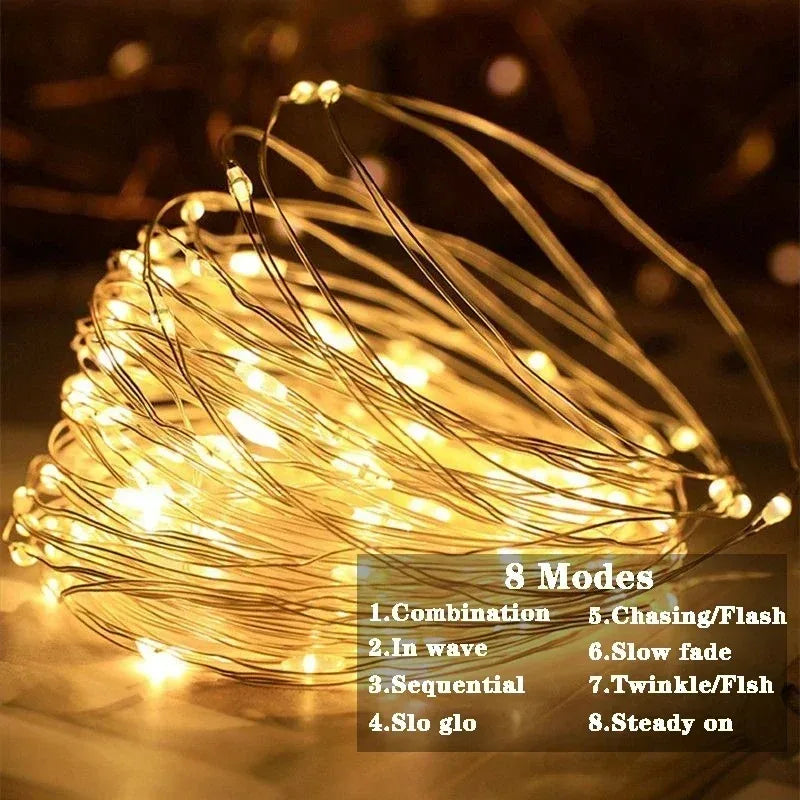 USB LED String Lights 8 Modes with Remote Control Fairy Lights for Christmas Tree Wedding Party Home Decoration Vue