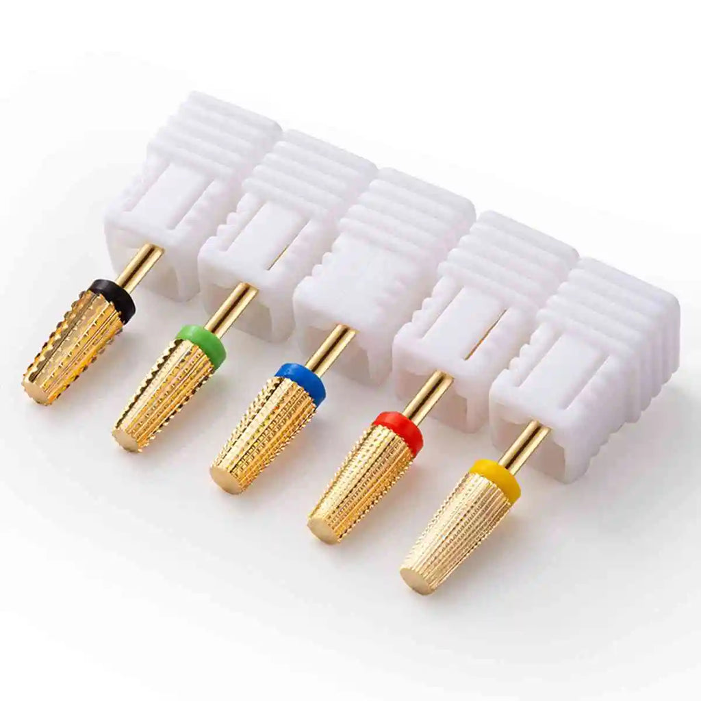 Gold Plated Tungsten Steel Nail Drill Bit Safely Remove Acrylic Hard Gel for Electric Manicure Machine Clean Tools Vue