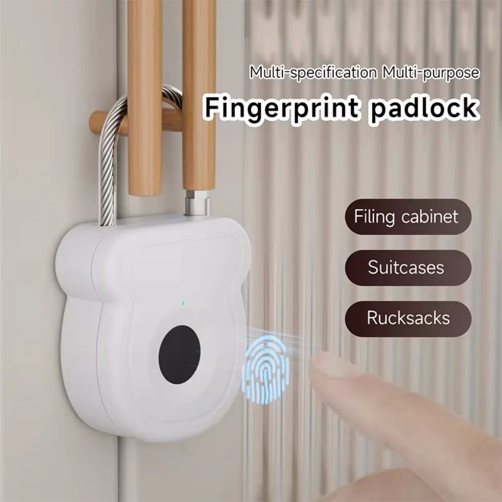 Portable Keyless Fingerprint Lock USB Charging 0.5sec Unlock Smart Padlock Anti-theft Door Lock ABS Material Fingerprint Lock Vue