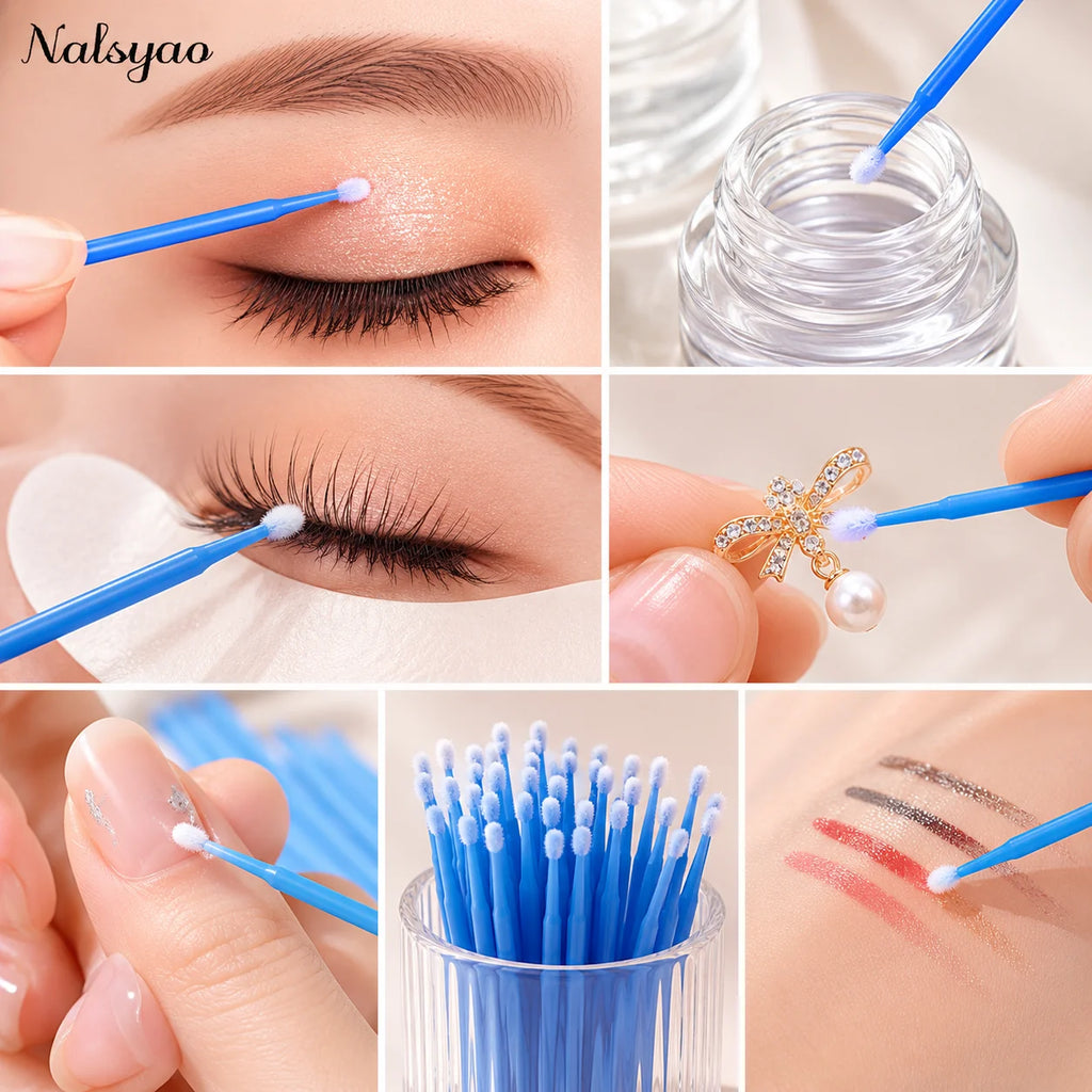 100pcs/Lot Eyelash Micro Swabs Cleaning Lash Lift Glue Remover Applicators Makeup Brushes Tool Microblade Extension Vue