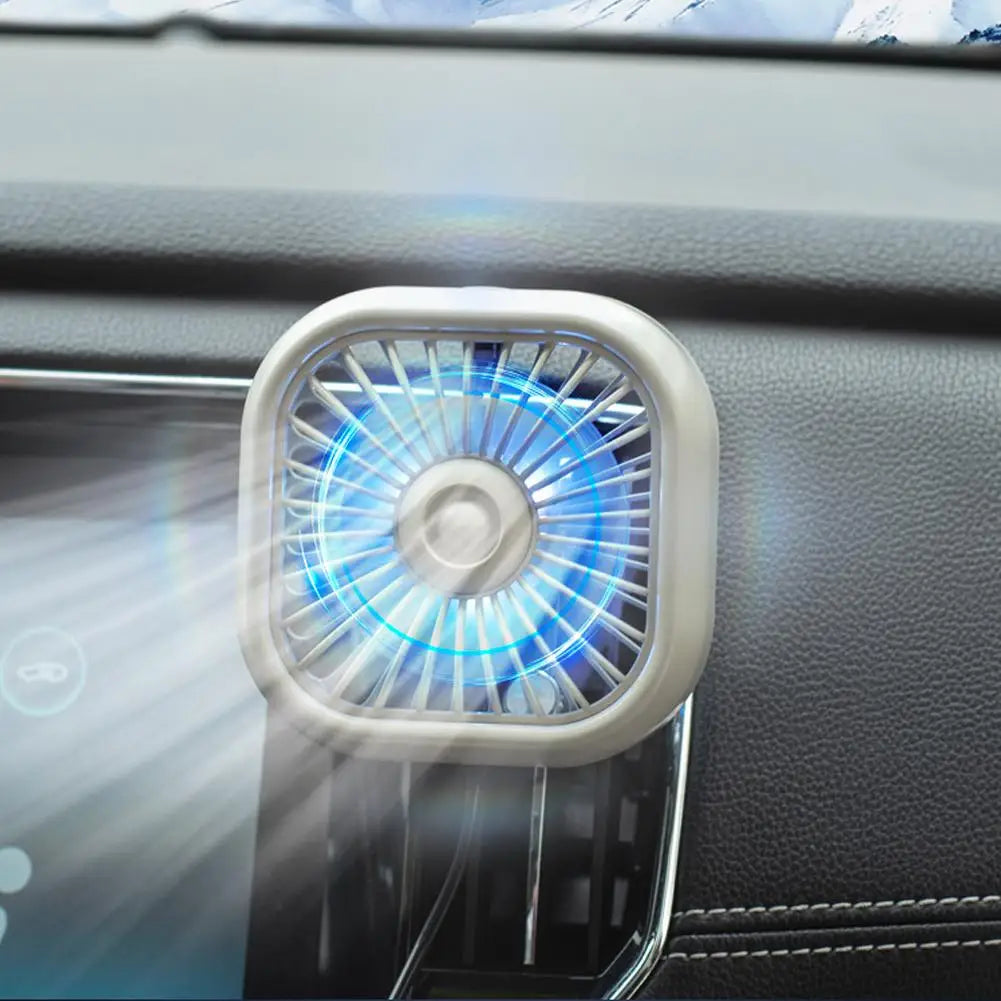 Car Air Conditioner Outlet Mini Clip Fan 3 Speeds Adjustable Powerful Cooling Fan Car USB Atmosphere Colorful Light Electric Fan Vue
