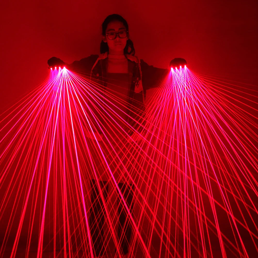 2 in 1 Multi-line Red Laser Gloves Green Red Lazer Mitten Ray Gloves Rave Rechargeable Professional Stage Performance Costume Vue