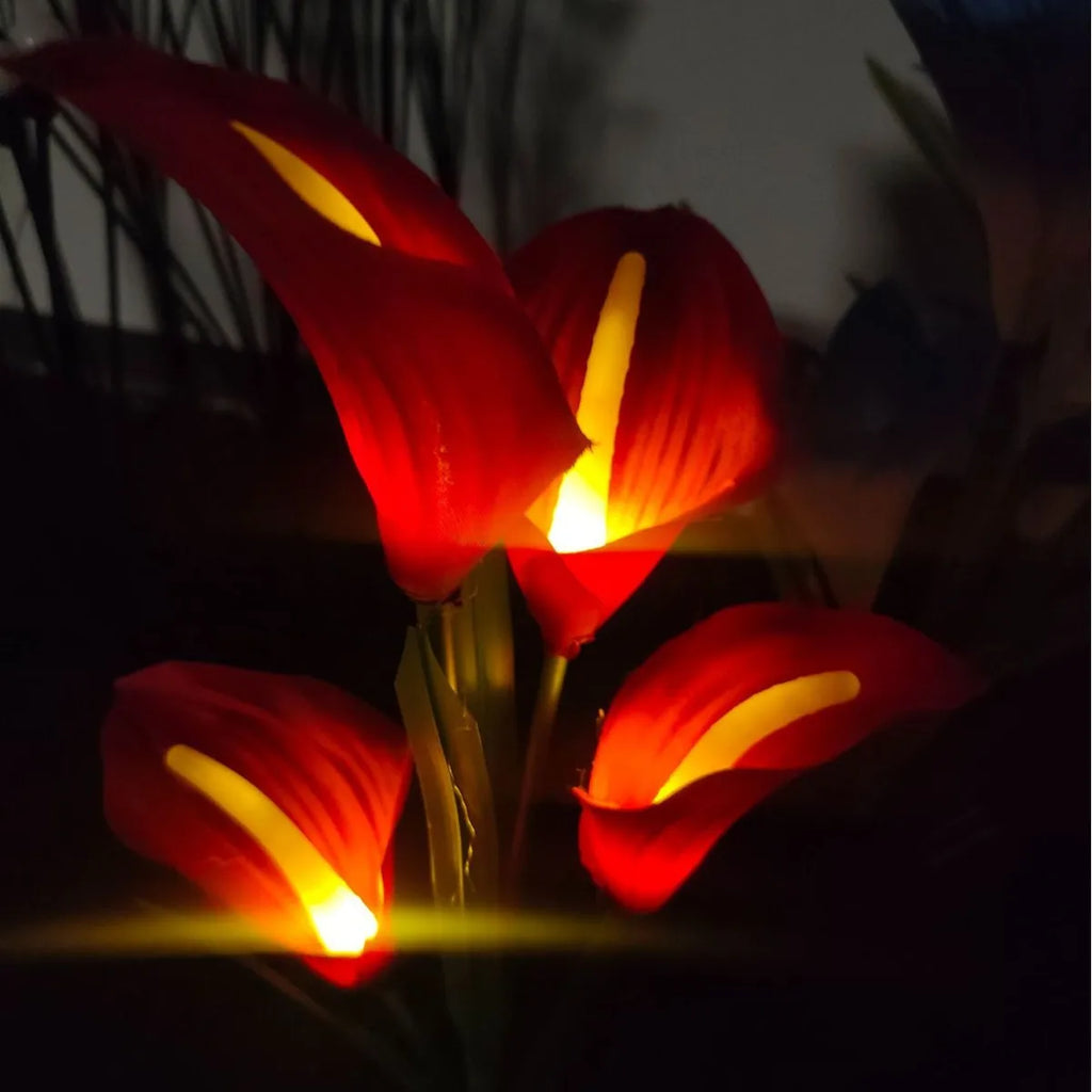 Calla Lily Solar Pile Light, Solar Garden Light, Outdoor Waterproof Terrace Porch Backyard Garden Passage Decoration 612 Vue