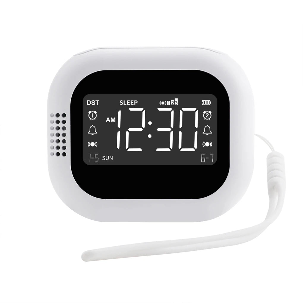Vibrating Alarm Clock Wireless Loud Alarm Clock With White Noise Deep Sleep Digital Travel Clock Snooze function Alarm Clock Vue WHITE CN