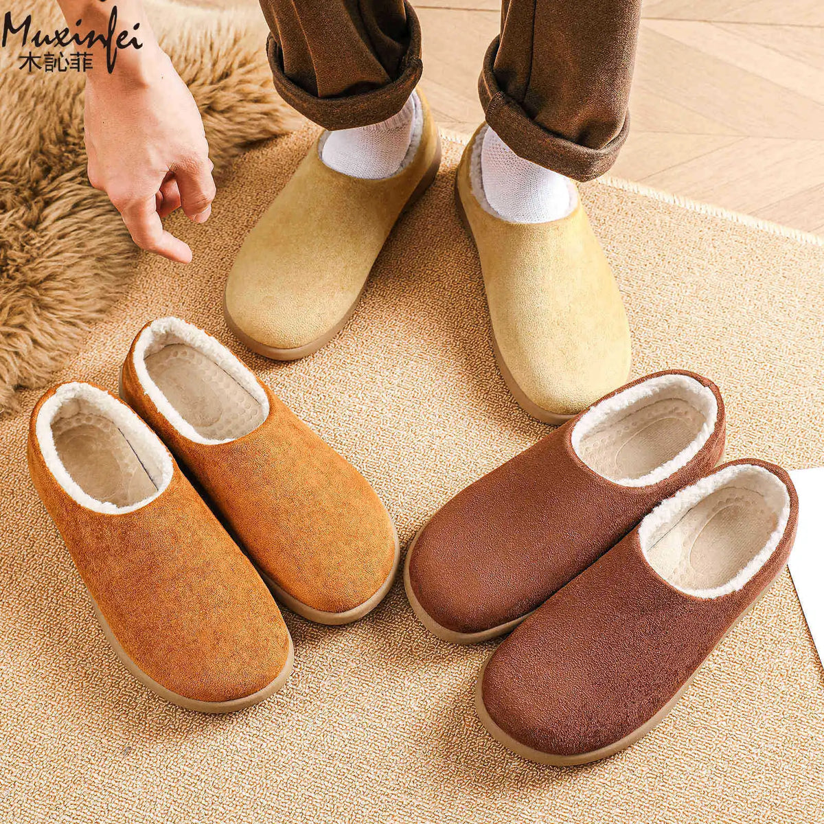 Men's Winter Snow Boots – Faux Fur Lined Warm Slip-On Men's Snow Boots Vue