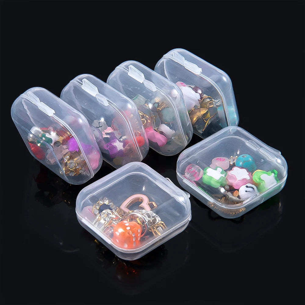 5/20PCS Mini Plastic Storage Box Transparent Jewelry Storage Box Container Portable Earring Ring Earplugs Packaging Storage Case Vue