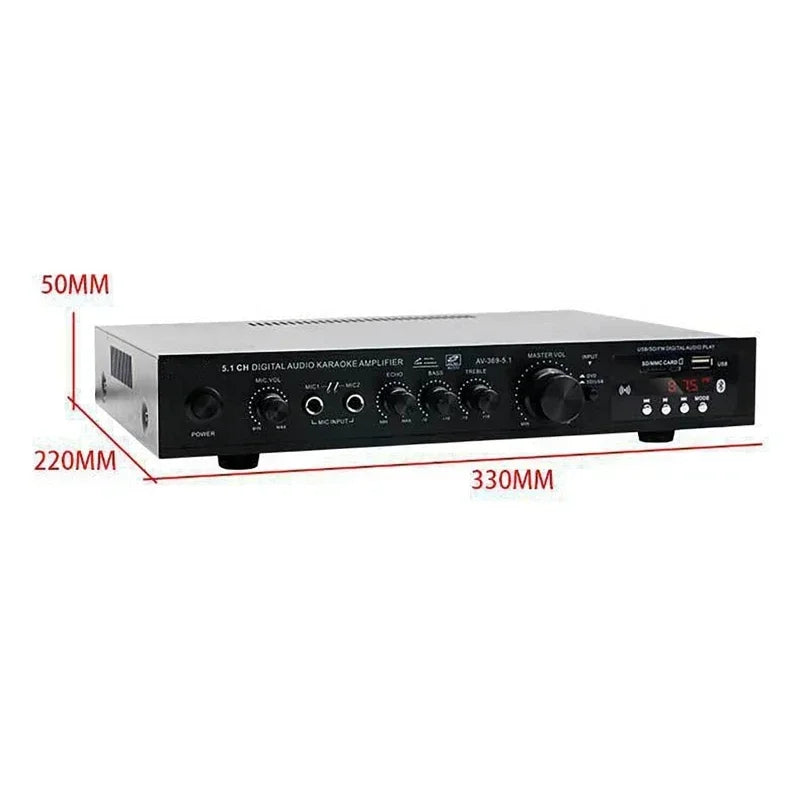 AV-369BT Bluetooth 5.1 Sound Speaker AMP,Stereo Audio Amplifier Receiver, 6 Channel Home Theater Audio Stereo System Components Vue