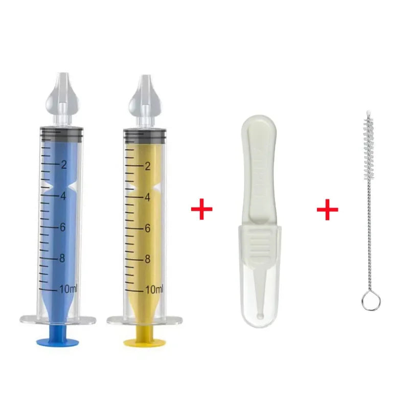 vvocci Baby Nose Cleaner Baby Brush & Tweezer with Cleaning Needle Tube Aspirator NasalSyringe Nasal Irrigator Nose Wash Tool Vue B364-4Pcs Set MixedC