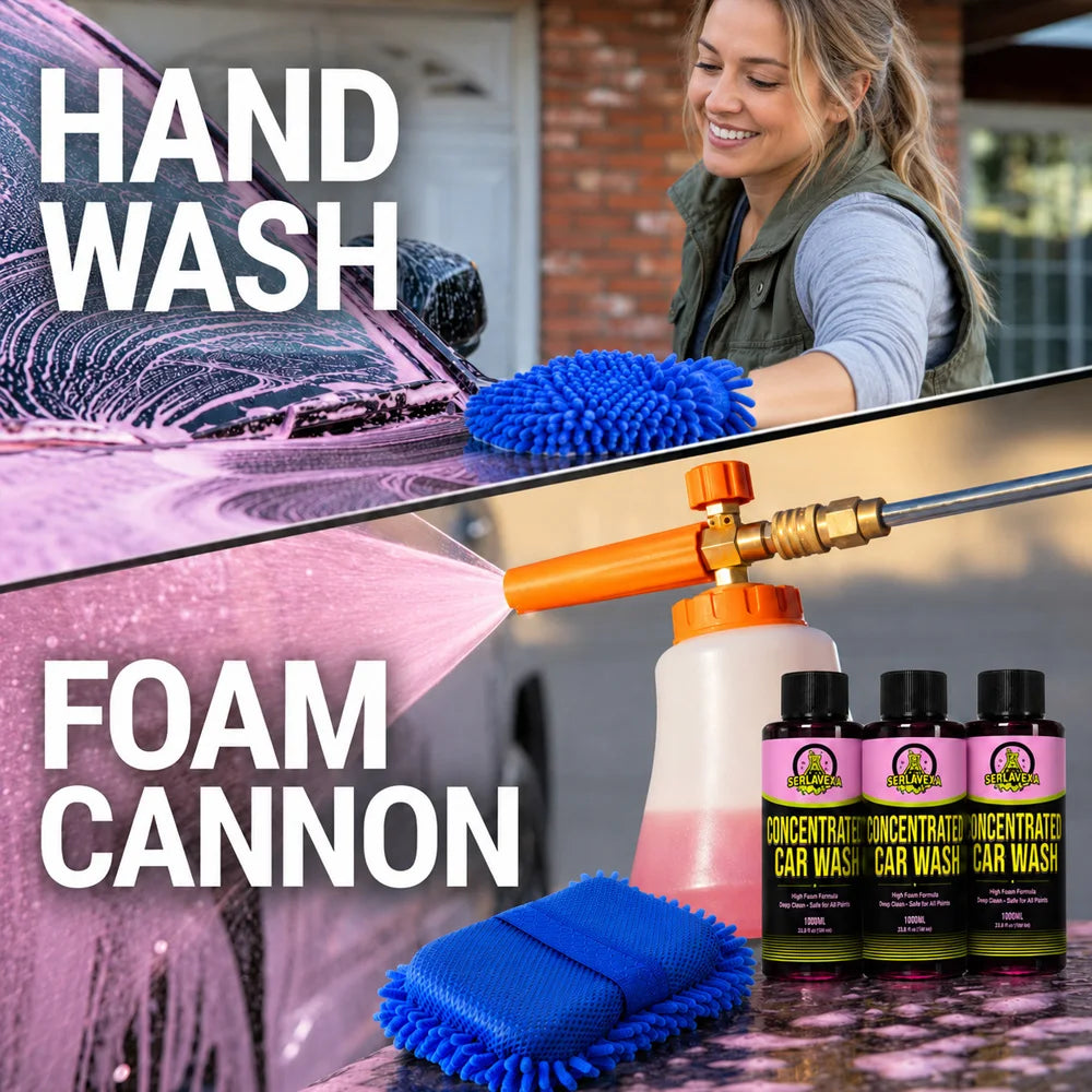 3Pcs Concentrated Car Wash Liquid Set with Blue Microfiber Wash Mitt High Foam Auto Shampoo for Car Motorcycle Exterior Care Vue