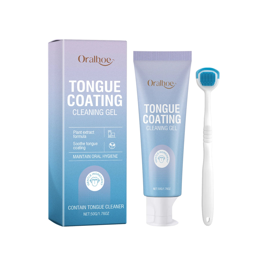 Tongue Cleaner For Remove Tongue Coating Inhibit Oral Bacteria Improve Bad Breath Freshener Tongue Cleansing Gel Toothbrush Set Vue 1set boxed