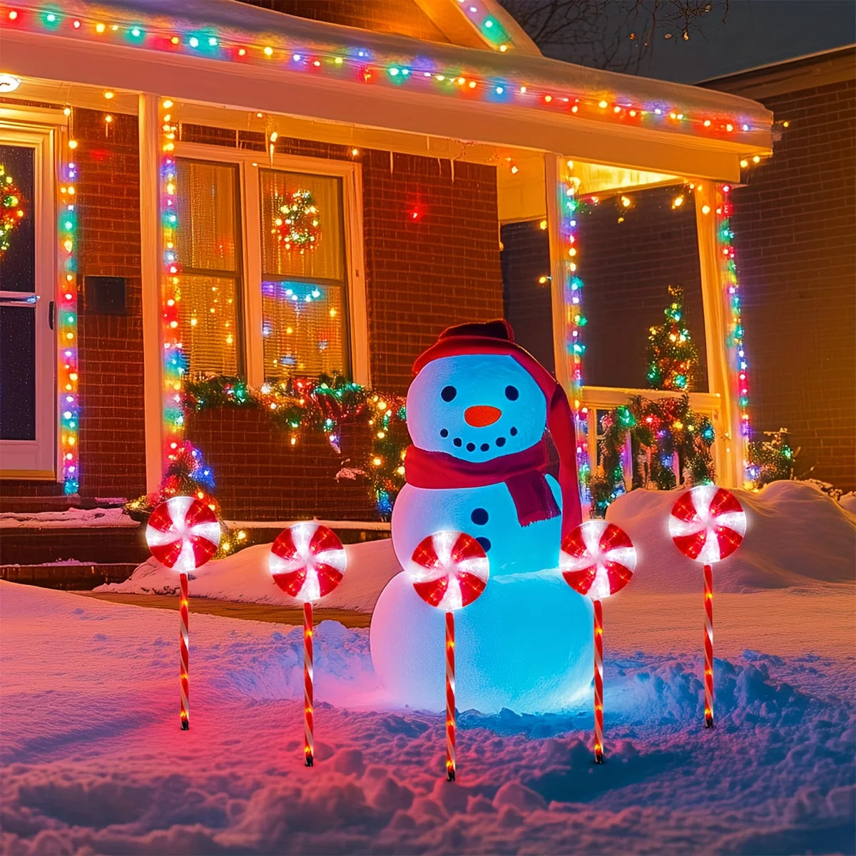 5-Pack Solar Christmas Lollipop Lights, 8 Illumination Modes - Indoor/Outdoor Use for Yard, Lawn, Patio & Christmas Party Decor Vue