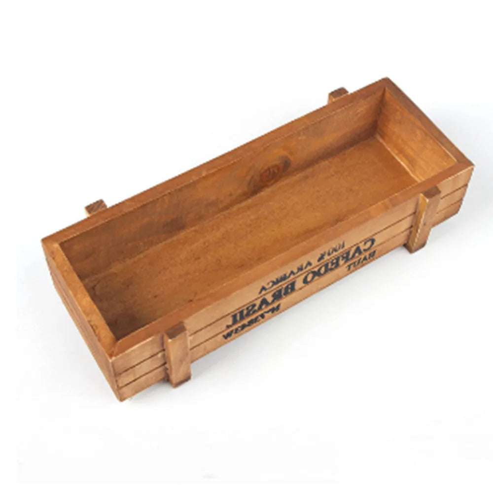 Vintage Wood Garden Flower Planter Succulent Pot Rectangle Trough Box Plant Bed Planter Succulent Flower Plant Container Box Vue vintage color