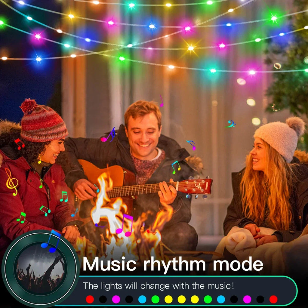 20M RGBIC USB 5V LED Sting Light Bluetooth Music APP WS2812 Programmable DIY Fairy Lights Birthday Party Garland Christmas Decor Vue