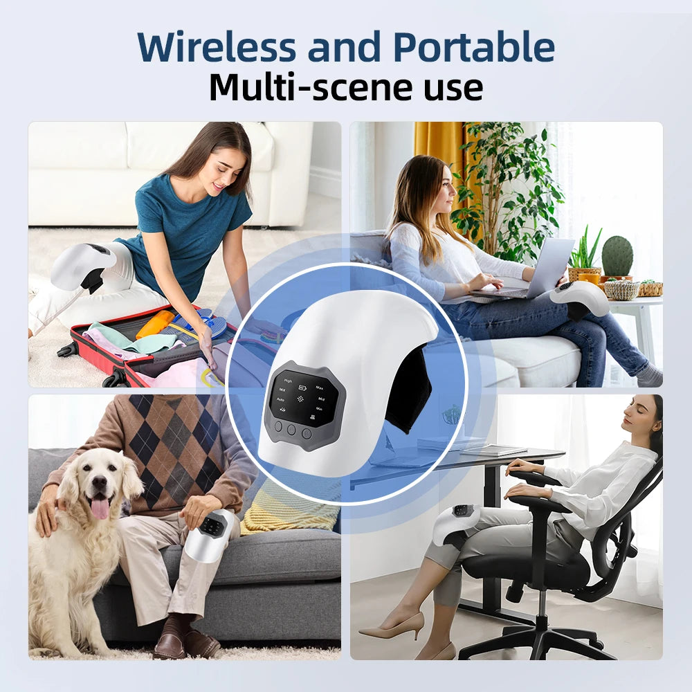 Heated Knee Massager – 4 Heat & Vibration Cordless Wrap Heated Knee Massager Vue