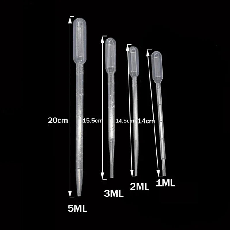 vvocci Laboratory Equipment /Lot Pipette100Pcs 1ml 2ml 3ml 5ml Disposable Graduated Container Liquid Dropper Straw Makeup Tools Vue