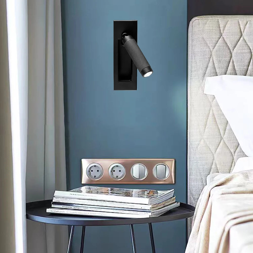 SANDIY Rotatable LED Bedside Wall Sconce | Nordic Gold Lamp LED Wall Sconce Vue