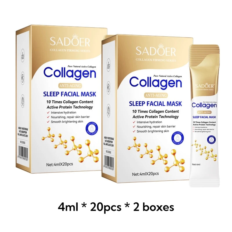 Sadoer Collagen Anti-Wrinkle Sleeping Mask 4Ml/Pc Deep Hydrating Moisturizing Disposable Facial Mask Vue 40Pcs