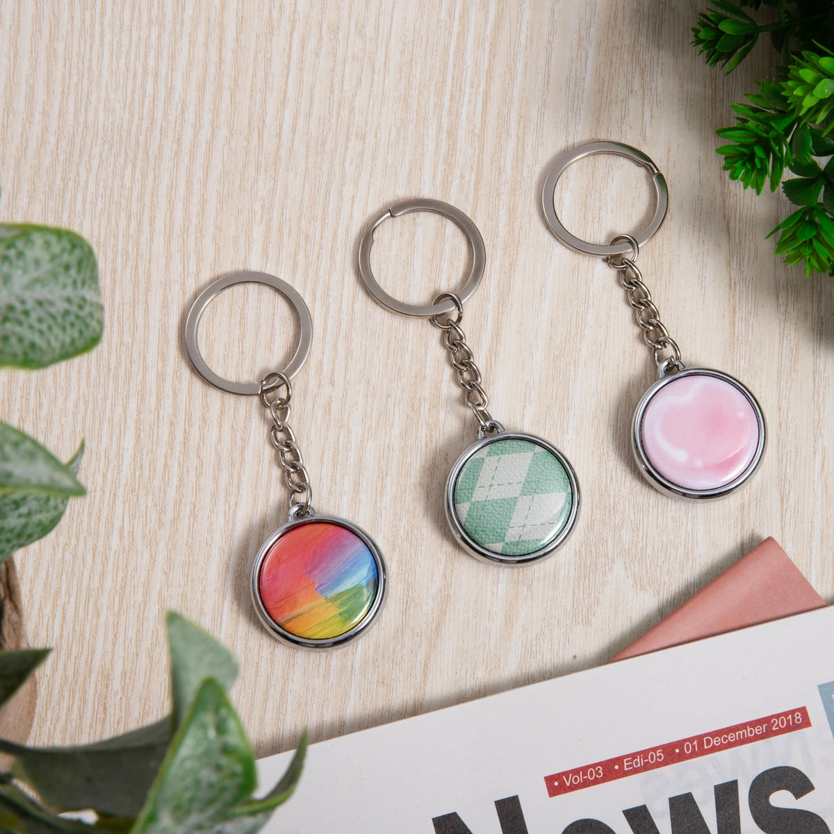 Double-sided Keychain Back Button Parts for Button Maker Machine 25mm 32mm 37mm Round Badge Making Supplies Includes Metal Cover Vue
