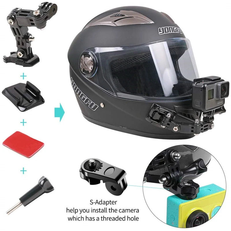 Motorcycle Helmet Kit for GoPro Hero 1110 9 8 7 Action Camera Accessories Set Chin Mount Bracket Bike Chin Mount For Go Pro Vue